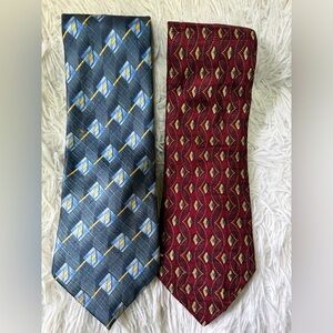 100% Silk Necktie DUO- Puritan steel gray & Harold Powell cranberry both Vintage